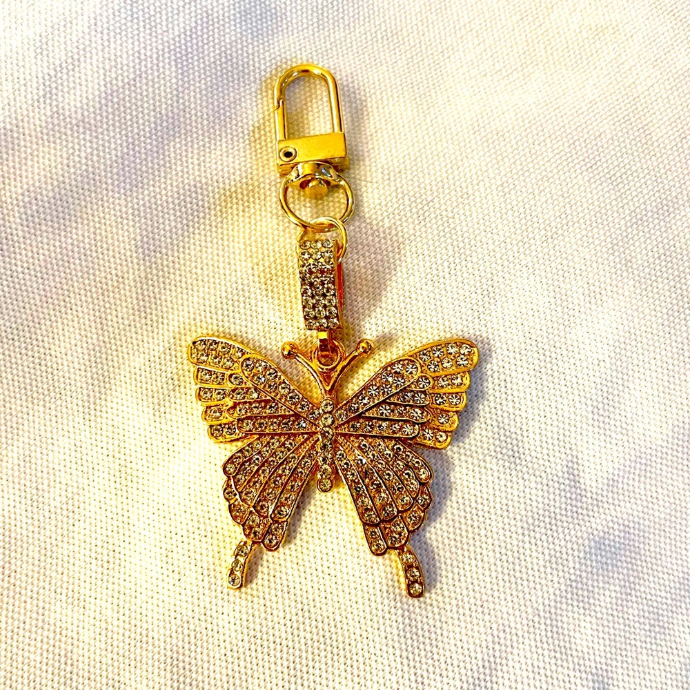 Large Golden Butterfly with Rhinestone Accents Key chain / Purse Charm
NWT